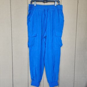 INC International Concepts blue high rise cargo joggers